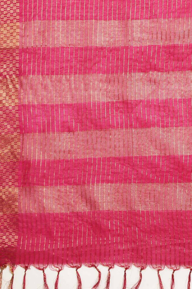 Pink Silk Blend Bhagalpuri Woven Design Saree