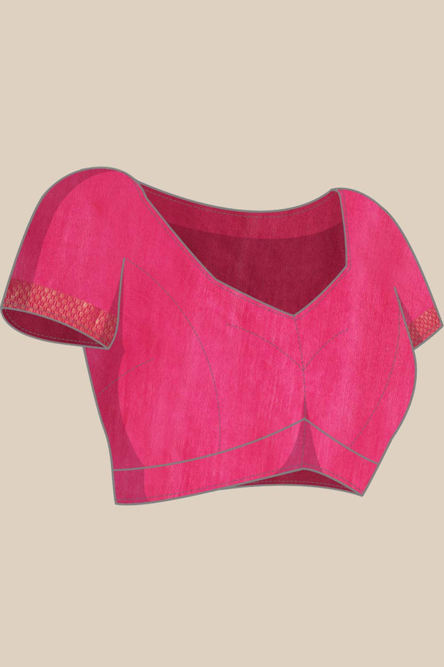 Pink Silk Blend Bhagalpuri Woven Design Saree