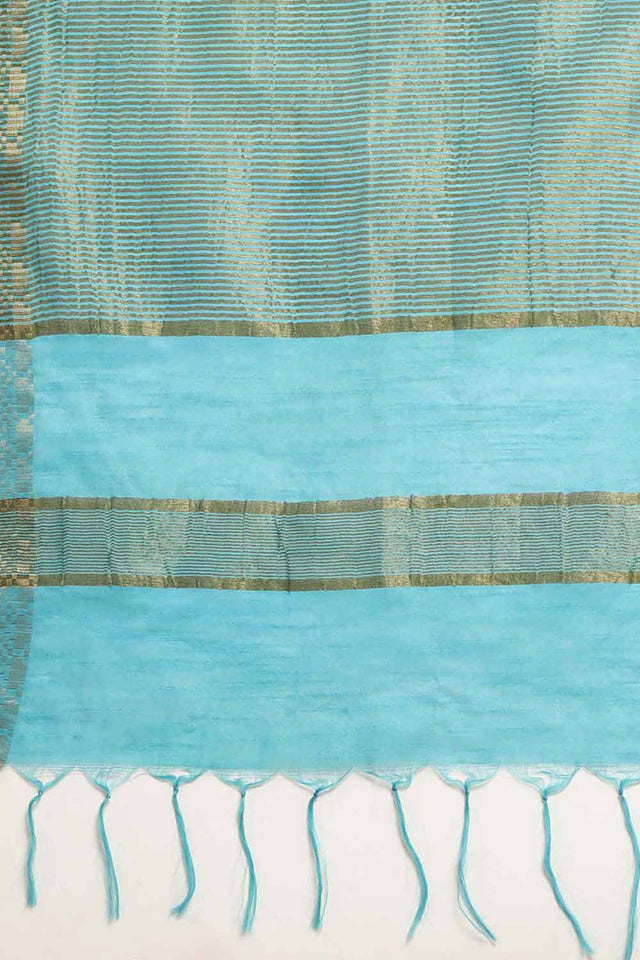 Blue Silk Blend Bhagalpuri Woven Design Saree