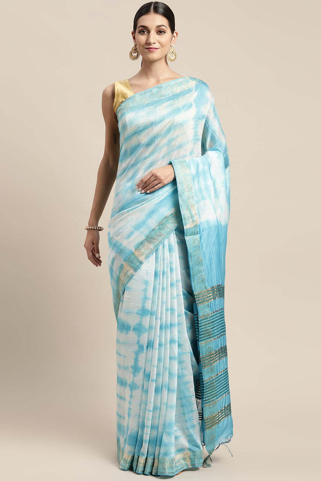 Blue Pure Silk Bhagalpuri Tie And Dye Saree