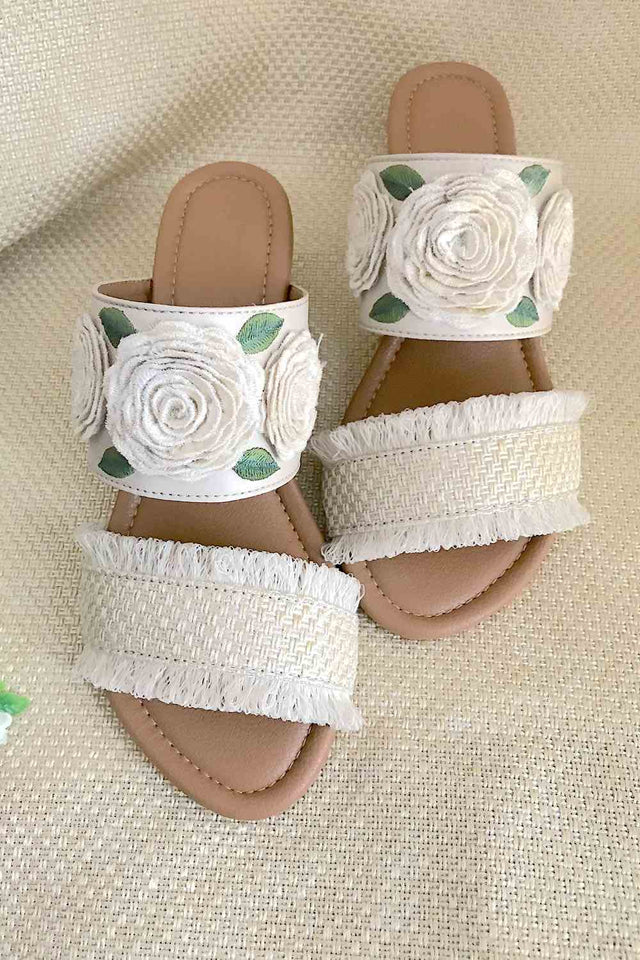 Buy Soft Faux Leather Block Heel In Cream And Green