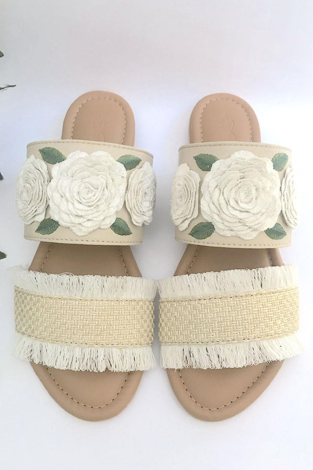 Buy Soft Faux Leather Flats In Cream And Green