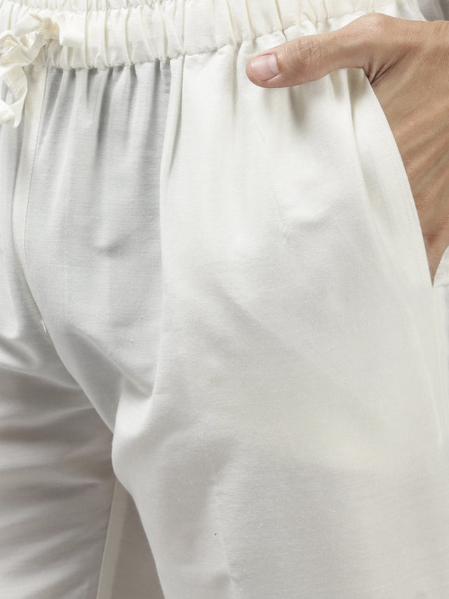 Buy Men's Purple Art Silk Woven Thread Work Kurta Pajama Set Online - Side