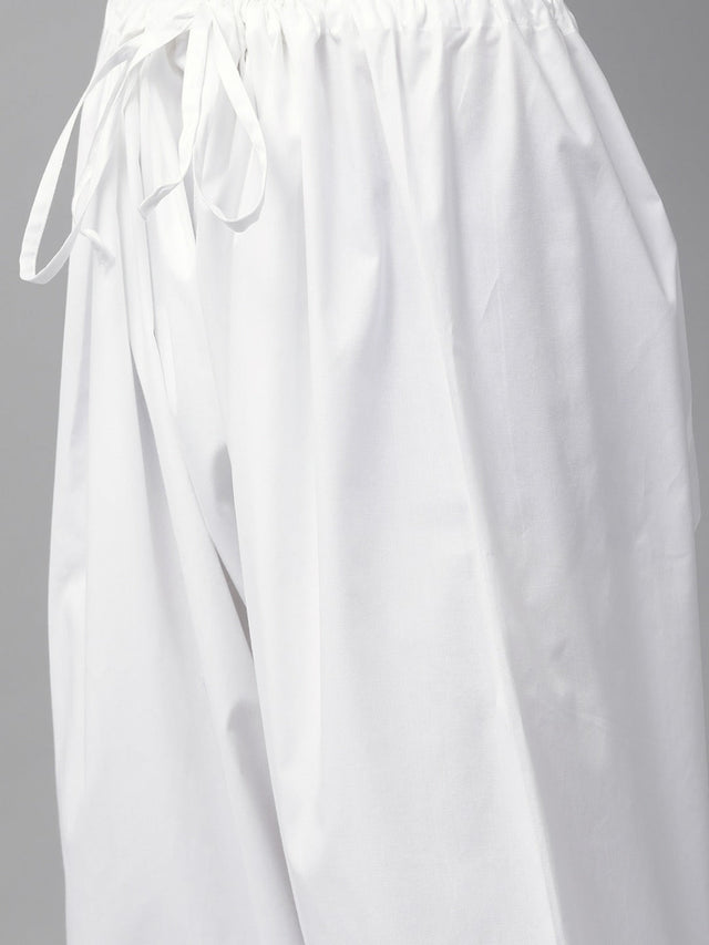 Buy Men's White Cotton Solid Pathani Set Online - Zoom In