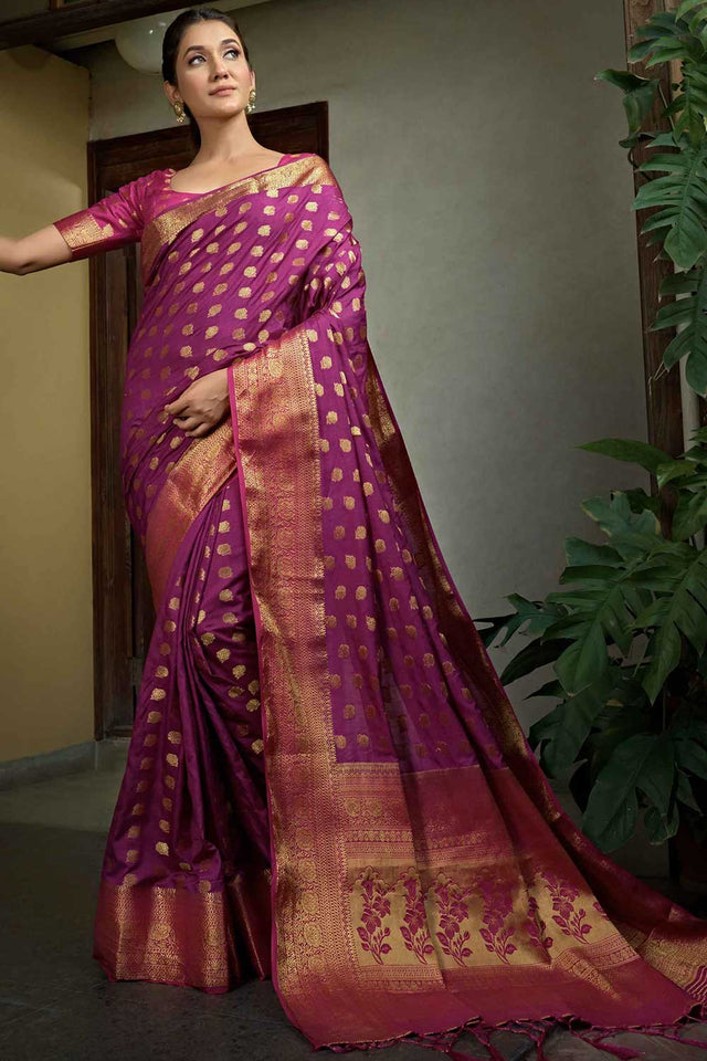 Purple Art Silk Zari Saree