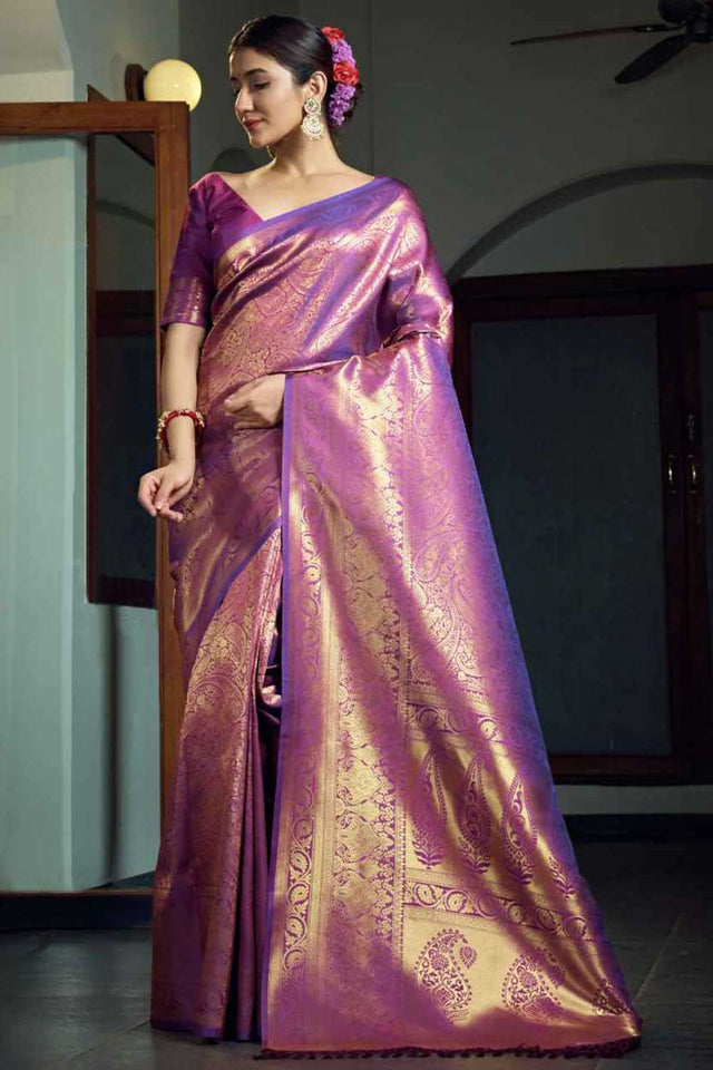 Wine Art Silk Zari Saree ('470)