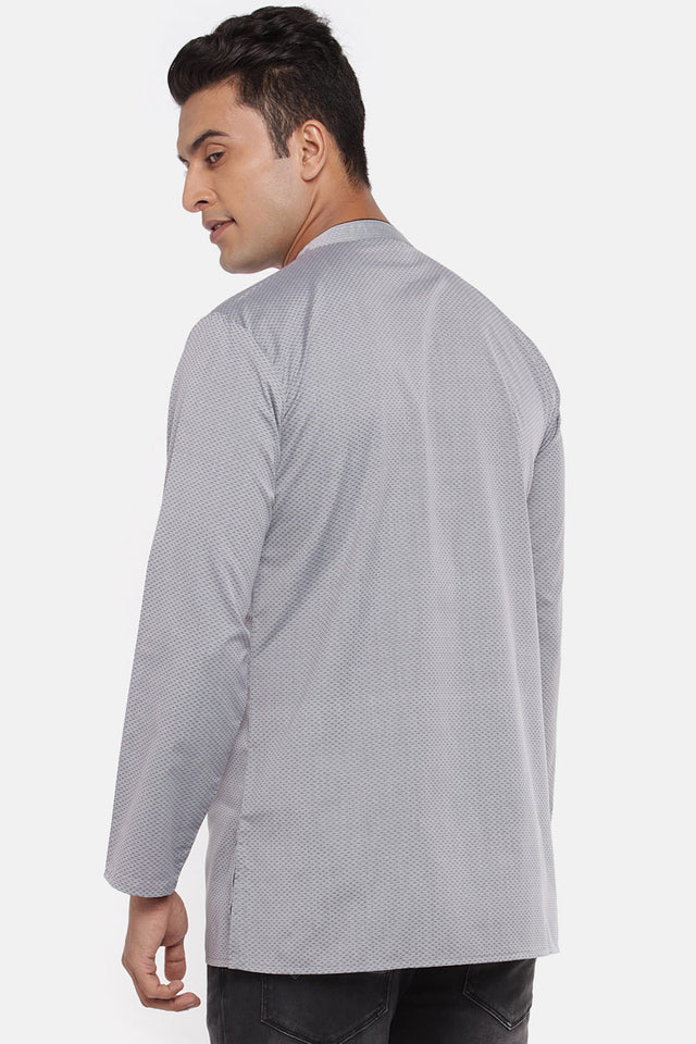 Men's Blended Cotton Short Kurta Top In Steel Grey (540328)