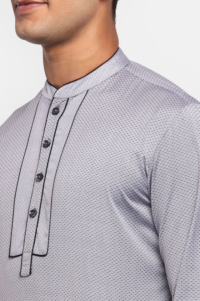 Men's Blended Cotton Short Kurta Top In Steel Grey (540328)