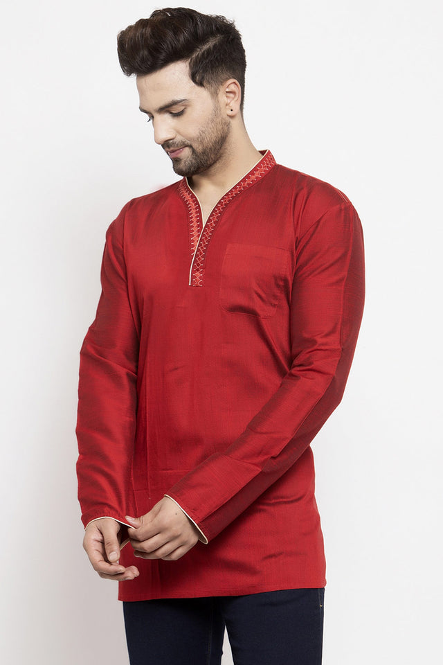 Shop Men's Short Kurta in Red