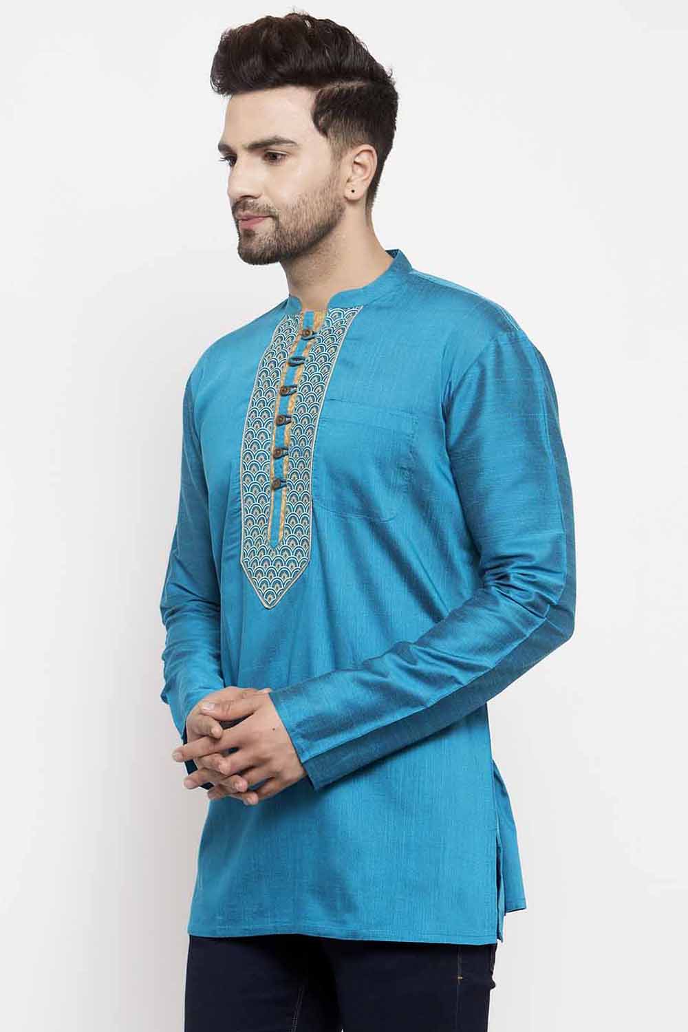 Shop Men's Cotton Art Silk Short Kurta Online
