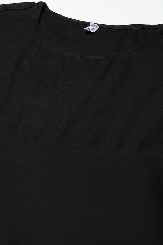 Black Viscose Rayon Solid Dress (9689DRSBK)