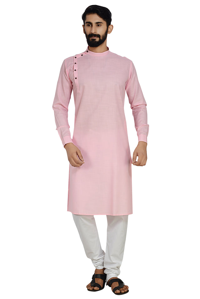 Cotton Flex Kurta With Pajama In Baby Pink