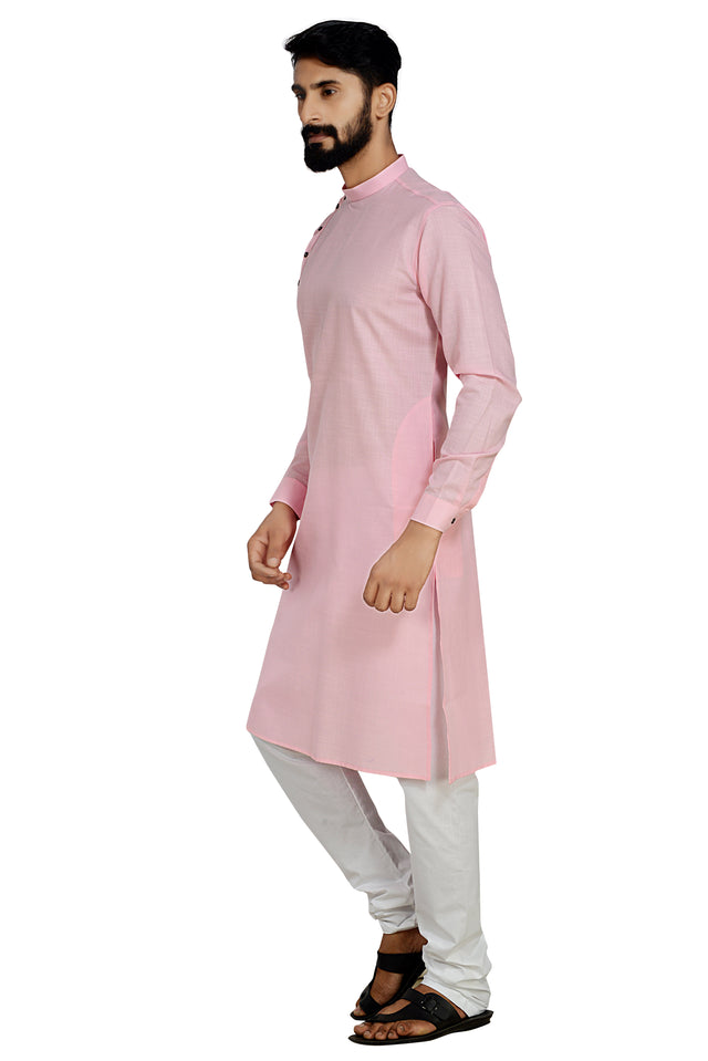 Cotton Flex Kurta With Pajama In Baby Pink