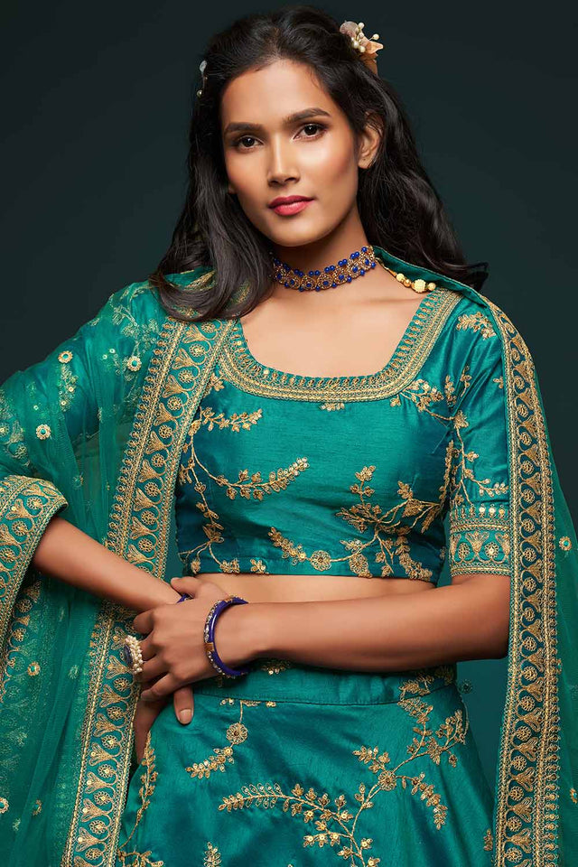 Shop Embroidered Art Silk Lehenga Choli