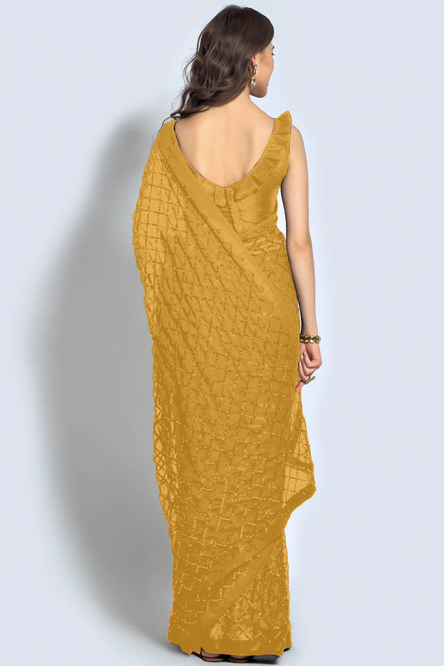 Chiku Georgette Sequin Saree