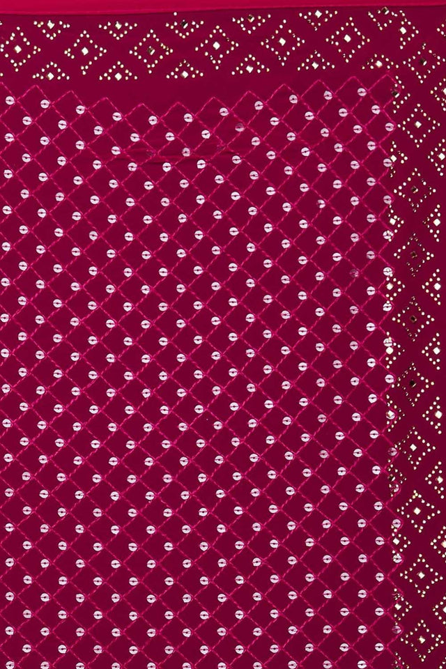 Dark Pink Georgette Sequin Saree