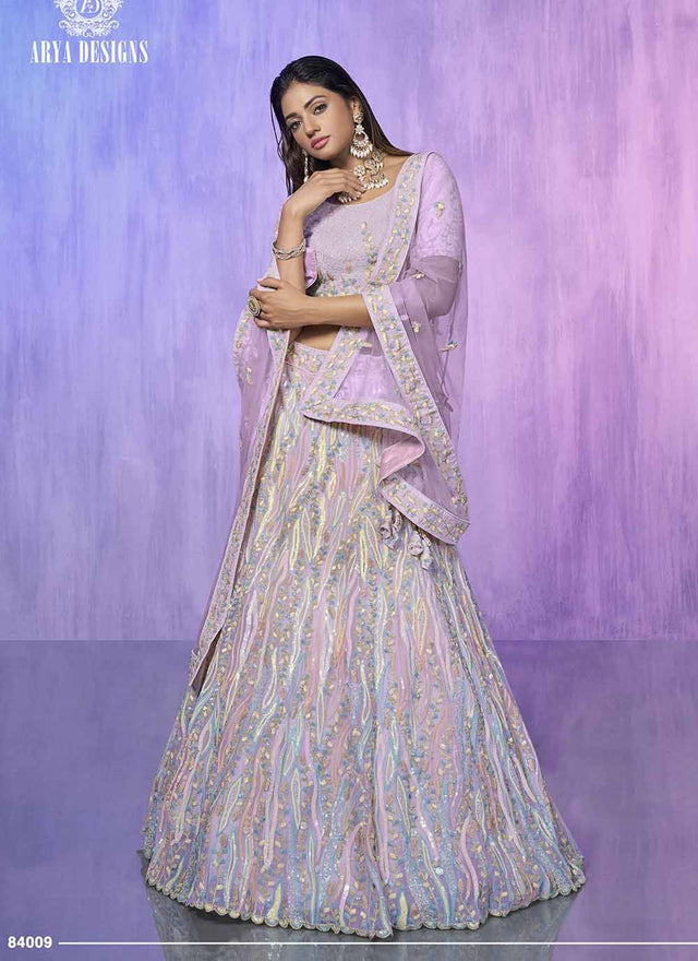 Pink Georgette Embroidered Lehenga Choli