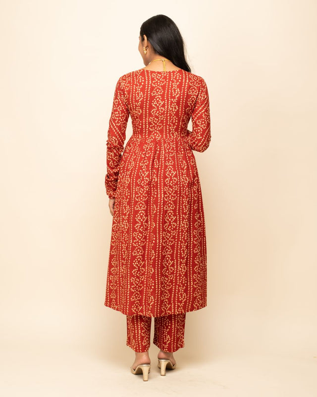 Orange Cotton Printed Sharara Suit Set