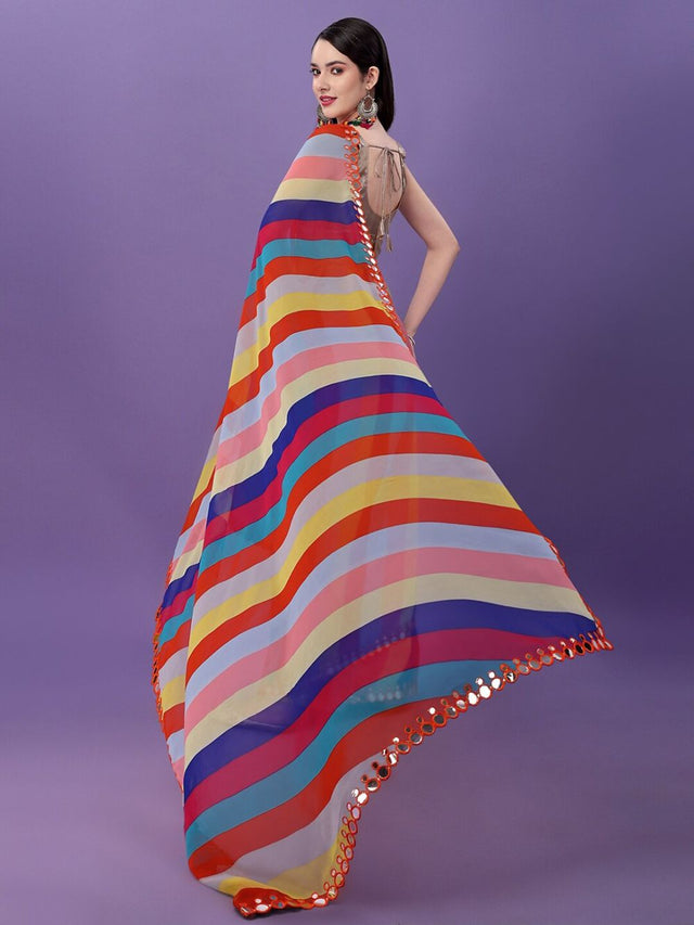 Multi Color Georgette Printed Saree