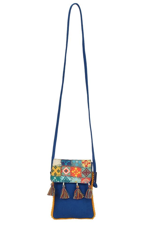 Canvas Sling Bag In Blue