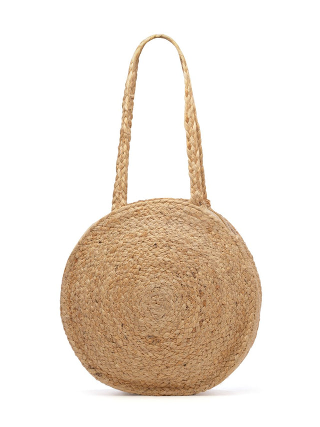 Sisal Baked Beige And Silver Mandala Printed Jute Tote Bag