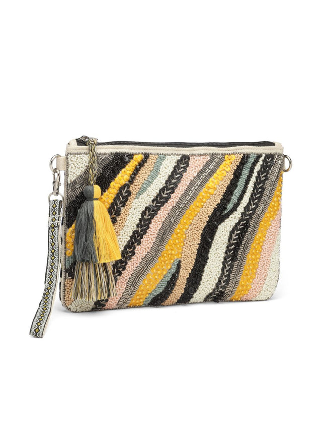 Jungle Black And Multi Boohoo Animal Embellished Handloom Cotton Canvas Sling Bag