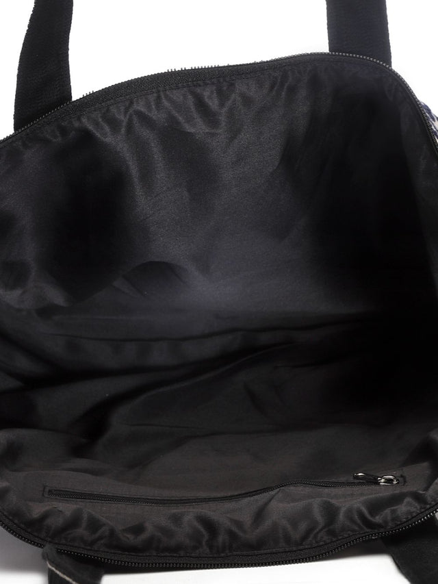 Kooky Black And White Boohoo Jacquard Handloom Cotton Canvas Tote Bag