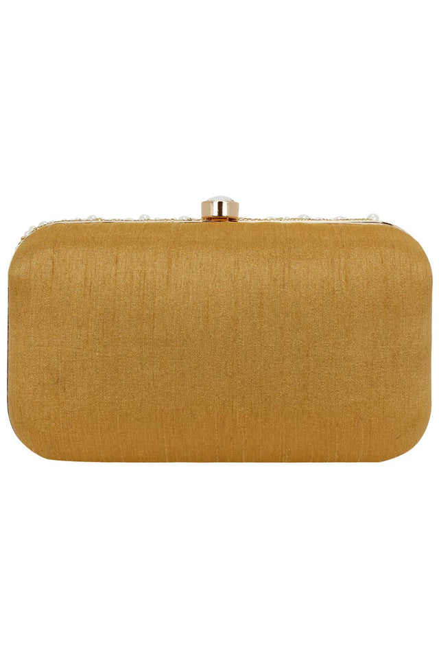 Ethnic Gold And White Party Clutch Bag (ADB673A)