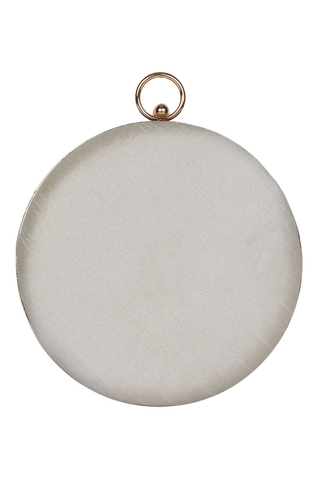 Faux Silk Clutch In White