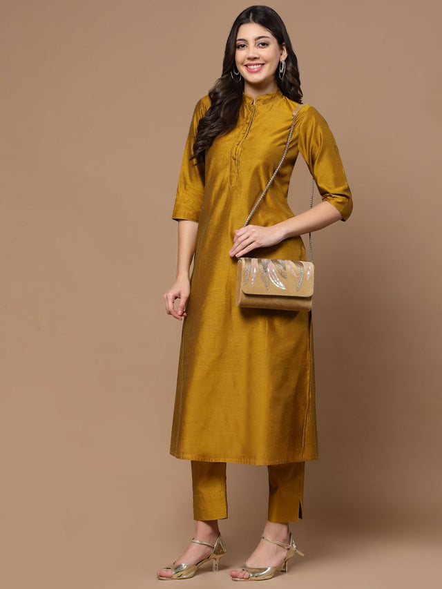 Beige Suede Abstract Embellished Clutch