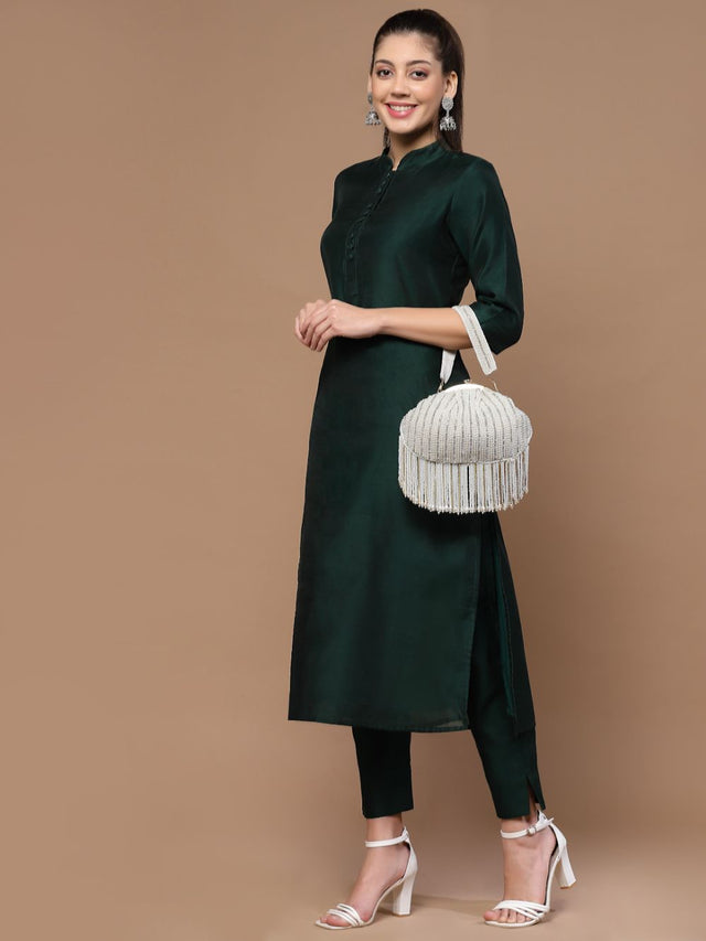 White Faux Silk Striped Embellished Clutch