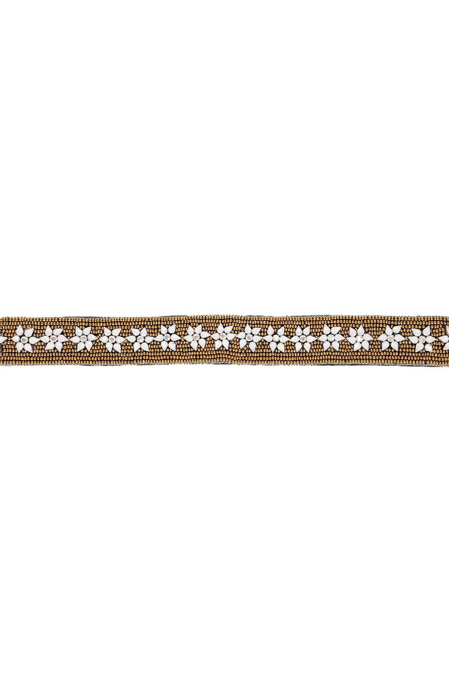 Antique Gold & Multi Floral Velvet Hair Band