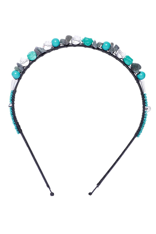 Turquoise & Multi Mosaic Metal Hair Band
