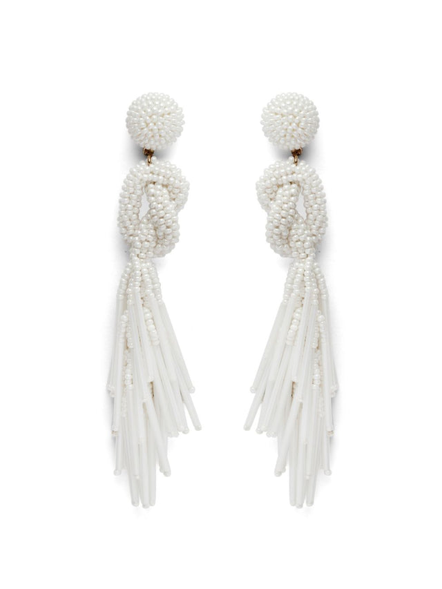 White Eardrop Shaped Handcrafted Earrings