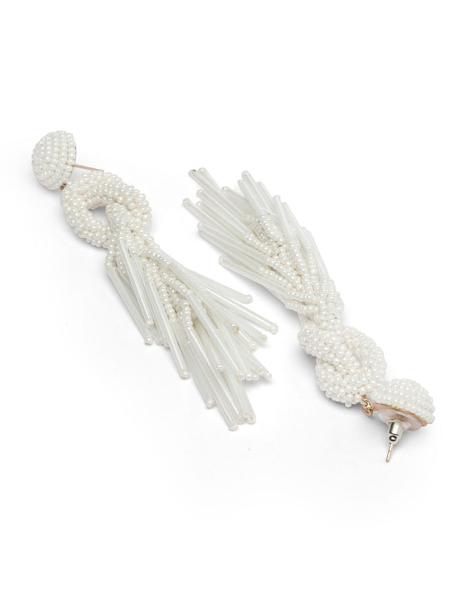 White Eardrop Shaped Handcrafted Earrings