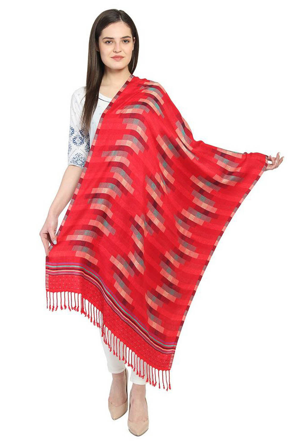 Viscose Shawl In Red