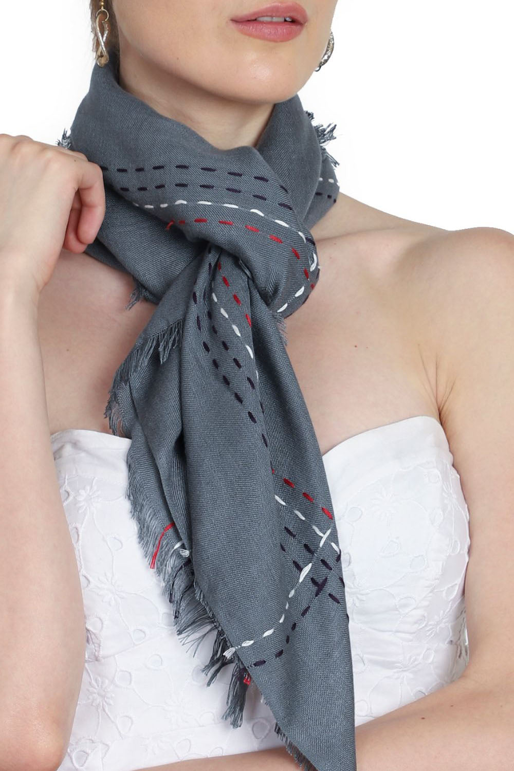 Viscose Square Scarf In Grey (ADS4198A)