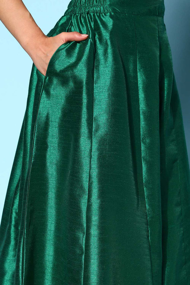 Buy Dark Green Crepe Printed Co-ords Online