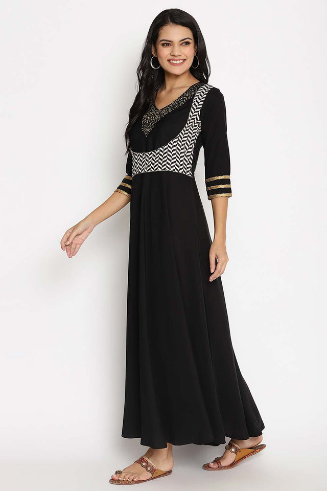 Black Crepe Printed Kurti