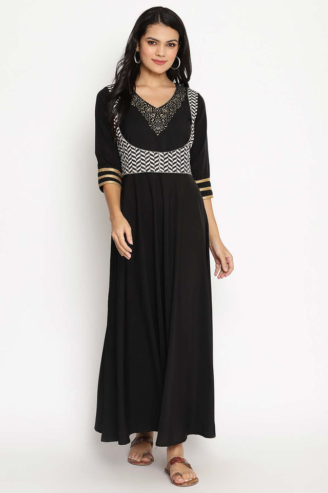Black Crepe Printed Kurti