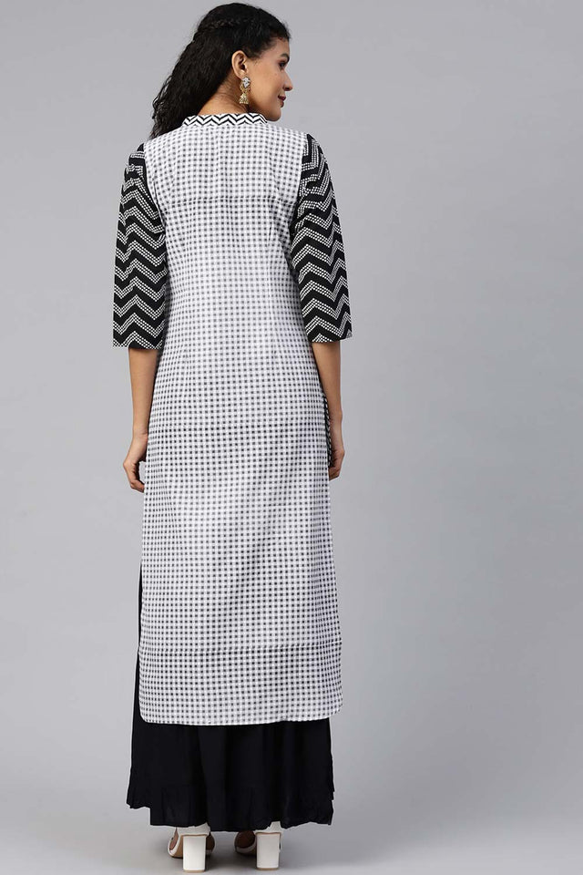 Black Crepe Chevron Print Kurti