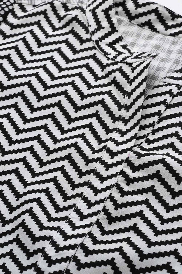 Black Crepe Chevron Print Kurti