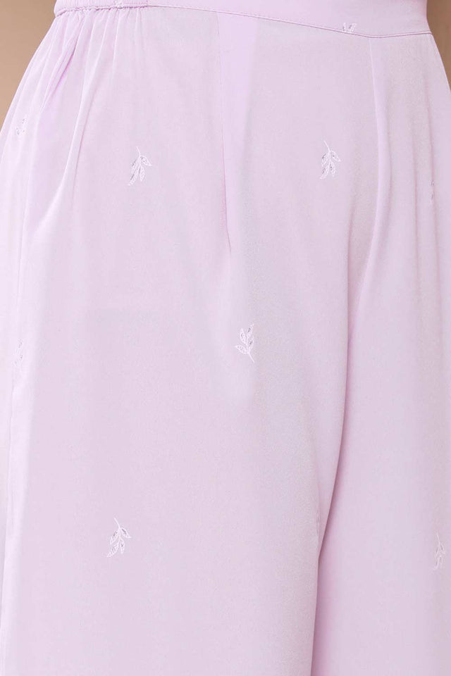 Buy Lavender Poly Crepe Printed Kurta Palazzo Set With Dupatta Online