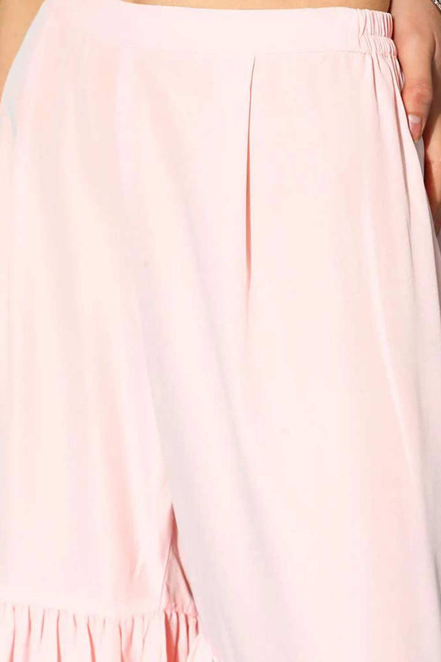 Pink Color Crepe Silver Foil Printed Sharara Suit Set