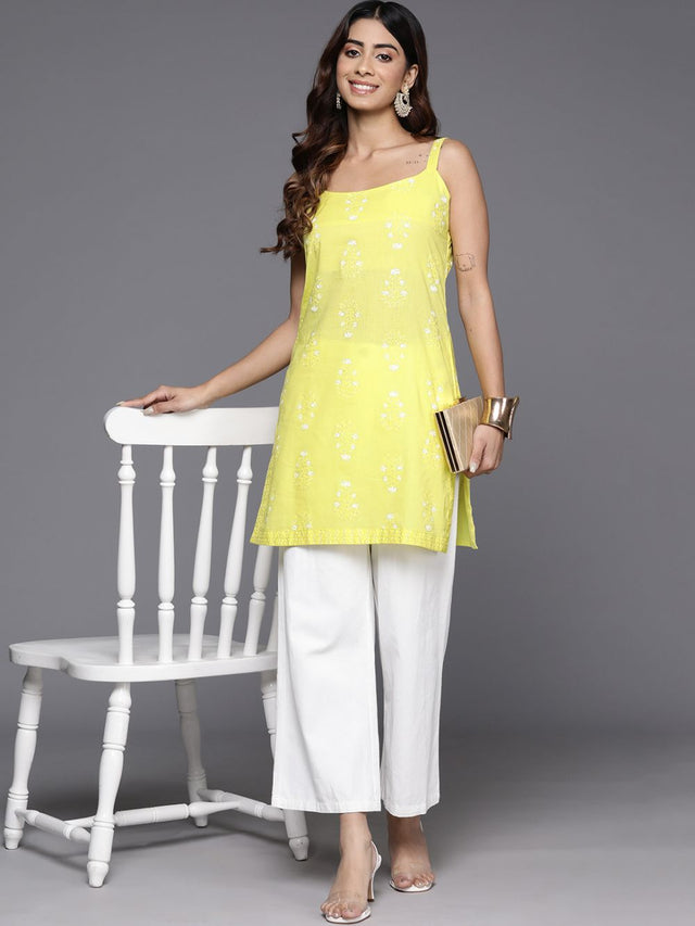 Women's Yellow Printed Tunic