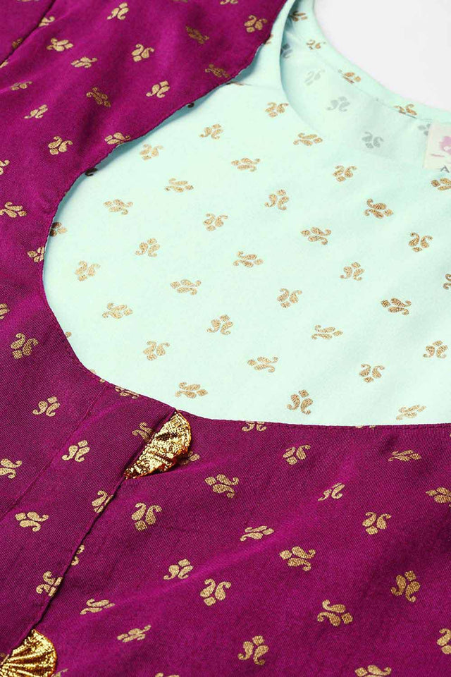 Light Green Crepe Gold Print Tunic