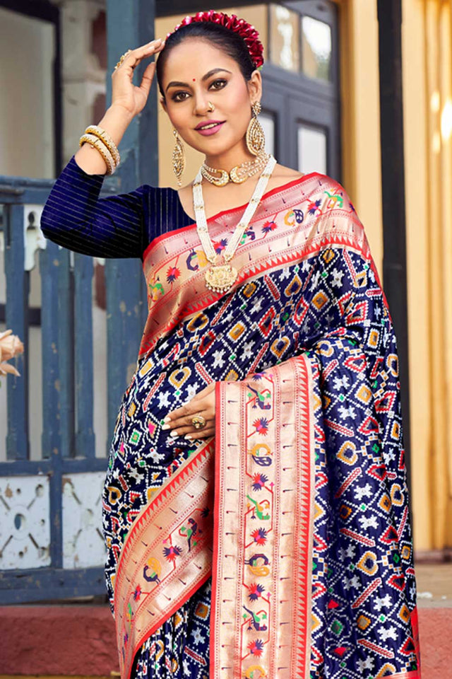 Blue Paithani Patola Art Silk Saree