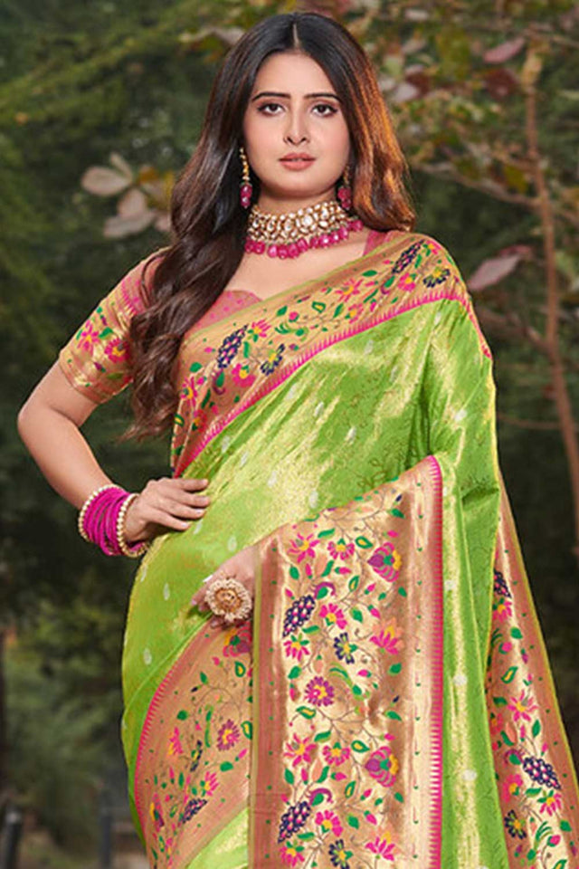 Green Paithani Art Silk Saree