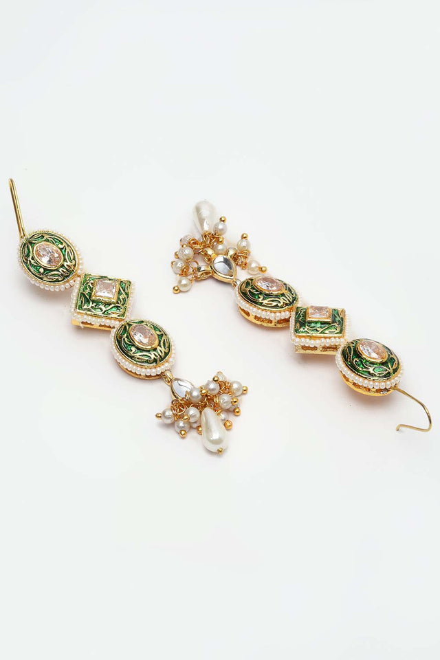 Buy Women's Sterling Silver Earring and Bracelet Set in Green Online - Side