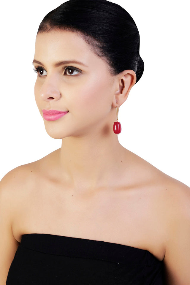 Women's Silver Hoop Earrings In Red